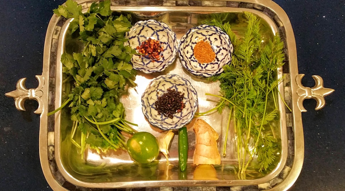 Carrot Tops and Coriander Chutney Ingredients