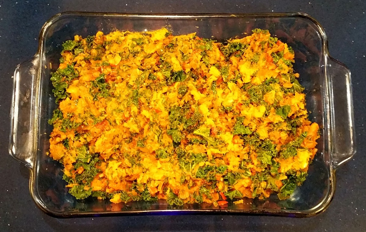 Roasted Sweet Potatoes &amp; Kale Base Combined into a Hash